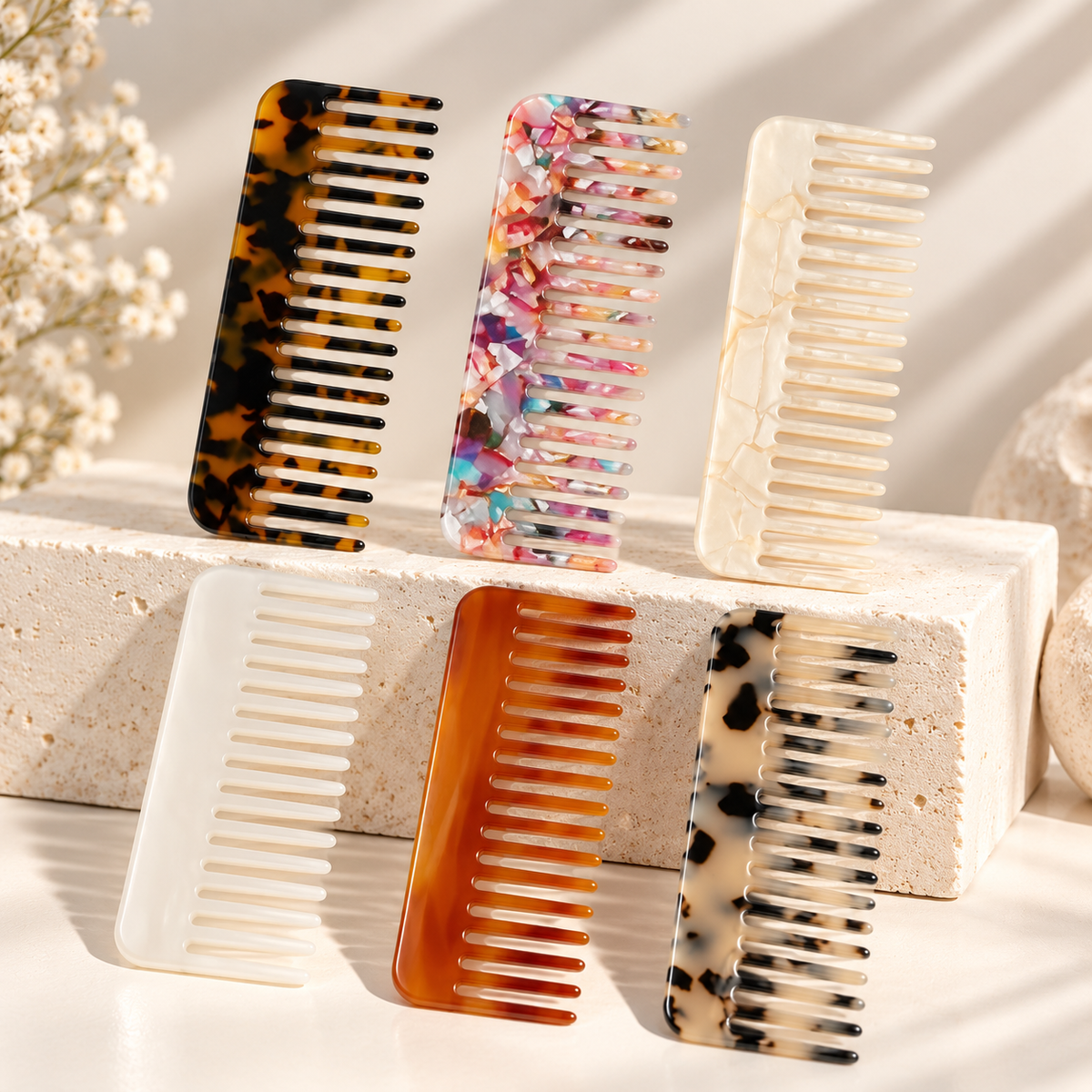 Wide Tooth Anti-Static Acetate Hair Comb